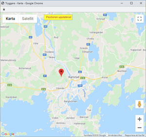 Karta med en markerad position i Tryggare